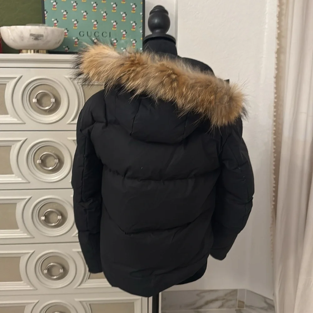 Sandro puffer with real raccoon fur